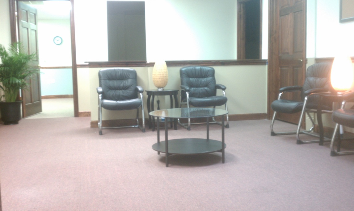 The lobby of the first Cincinnati School of Music location, set up the day before the open house