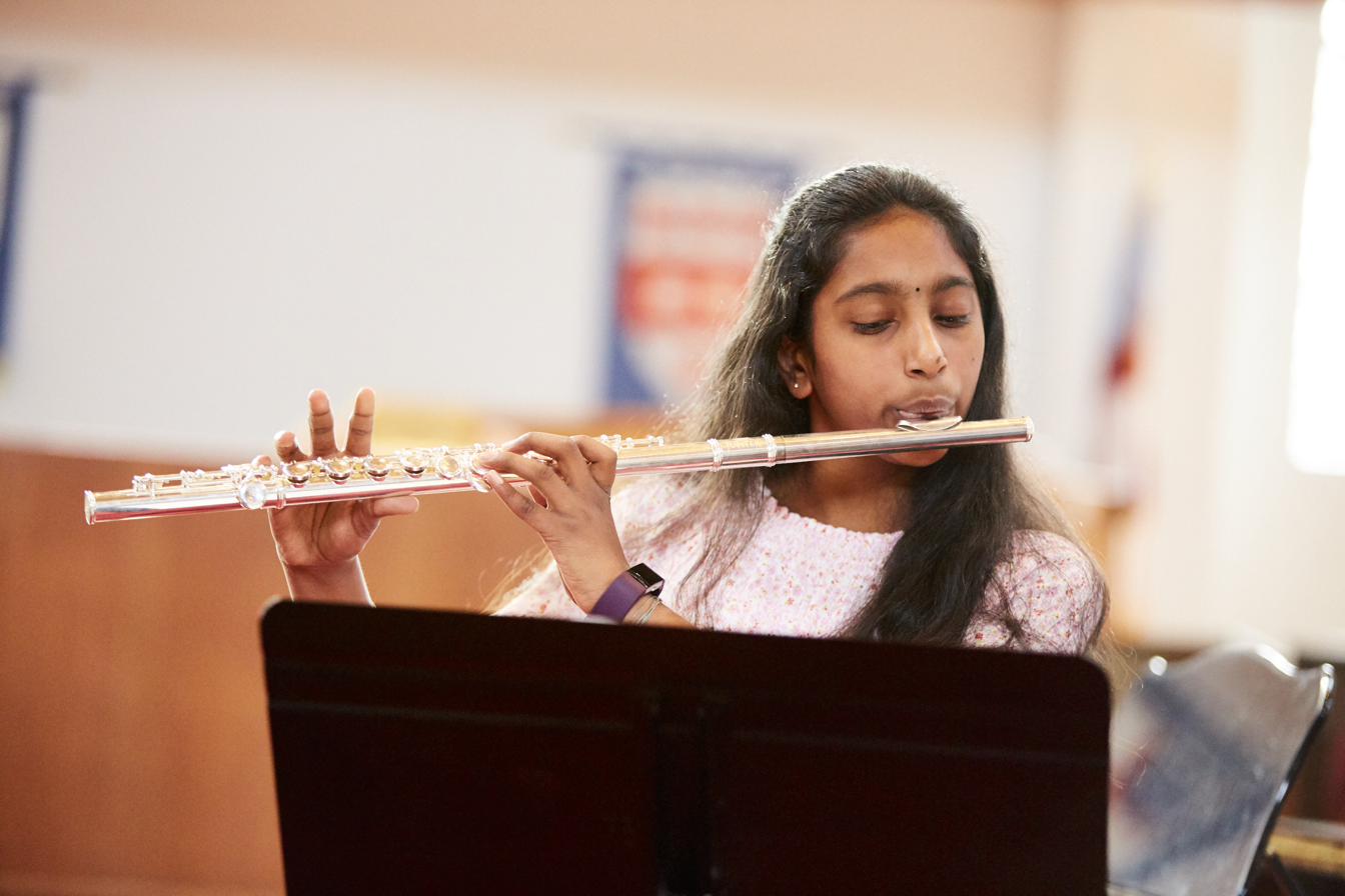 Student performing at CSM flute recital