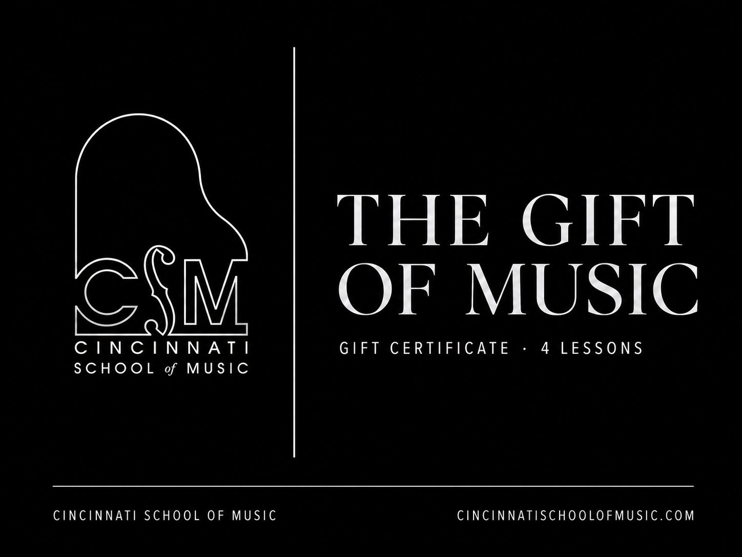 Cincinnati School of Music gift certificate — four lessons