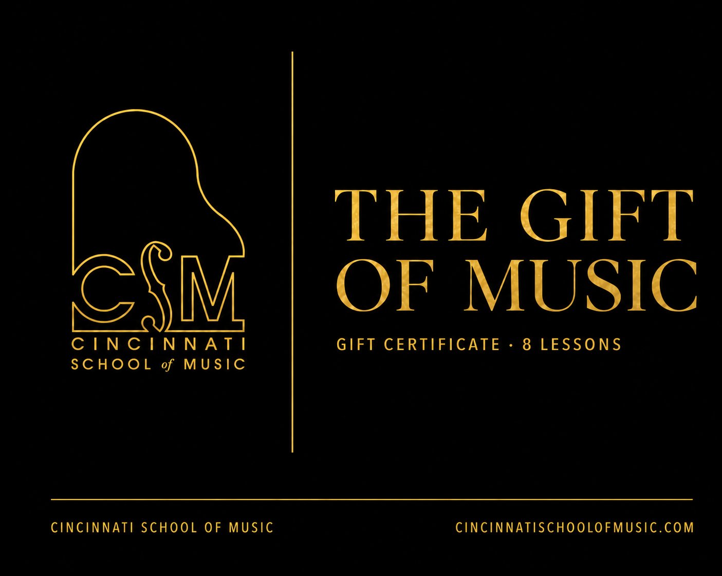 Cincinnati School of Music gift certificate — eight lessons